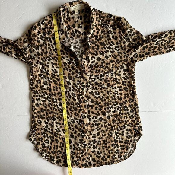 Cloth & Stone Blouse Top Leopard Print Semi Sheer Long Sleeve Brown Black XS - Picture 13 of 13